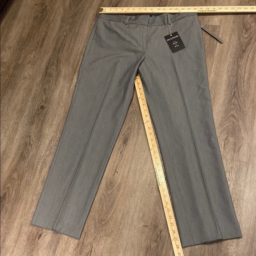 Zac & Rachel Slim Leg Short Length Solid Dress Pants Grey 8 NWT - Picture 2 of 8